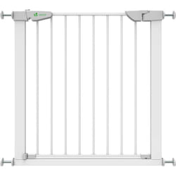 Barrière de sécurité porte et escalier 75-84cm blanc pour bébé et chien - Sans perçage - Fermeture magnétique - Double verrouillage