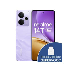 Realme 14T 5G Smartphone 6.67 AMOLED 8GB/256GB 6000mAh Dimensity 6300 Púrpura + Cargador 45W