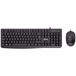 Nilox NXKME0012, USB, Clavier à membrane, QWERTY, Noir, Souris incluse