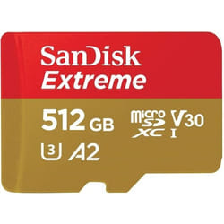 Carte mémoire microSDXC SanDisk Extreme 512 Go + adaptateur SD jusquà 160 Mo-s avec la Classe de vitesse UHS 3 (U3) V30
