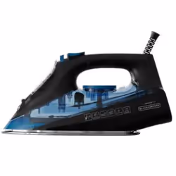 Black &amp; Decker BXIR2606E, Fer à repasser à sec ou à vapeur, Semelle en céramique, 150 g/min, Noir, Bleu, 0,36 L, 2600 W