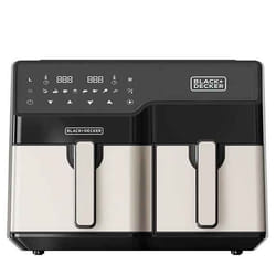Black & Decker BXAF9000E Double 9 L Autonome 2500 W Friteuse d’air chaud Noir, Acier inoxydable