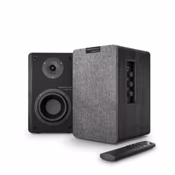Energy Sistem Studio Monitor 4 Hi Fi, 2-voies, 2.0 canaux, Avec fil &amp;sans fil, 50 W, 50 - 18000 Hz, Gris, Bois