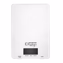 ID Italian IDECUACC01, Balance de ménage électronique, 5 kg, Blanc, Verre, Comptoir, Rectangle