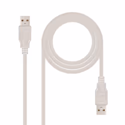 Nanocable 10.01.0303, 2 m, USB A, USB A, USB 2.0, Mâle/Mâle, Beige