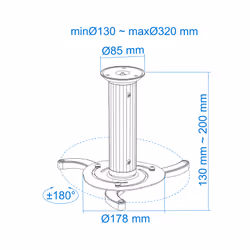 TooQ PJ1010TN-B support pour projecteurs Plafond Noir - Vue supplémentaire 7