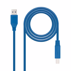 Nanocable 10.01.0802-BL, 2 m, USB A, USB B, USB 3.2 Gen 1 (3.1 Gen 1), Mâle/Mâle, Bleu