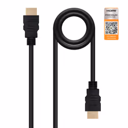 Nanocable HDMI V2.0, 1m, 1 m, HDMI Type A (Standard), HDMI Type A (Standard), 3840 x 2160 pixels, Compatibilité 3D, Noir
