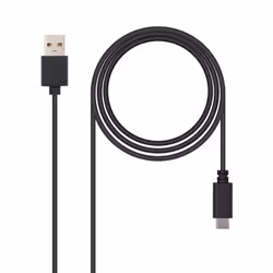 Nanocable USB 2.0, 1m, 1 m, USB C, USB A, USB 2.0, Mâle/Mâle, Noir