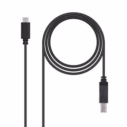 Nanocable USB 2.0, 1m, 1 m, USB C, USB B, USB 2.0, 480 Mbit/s, Noir