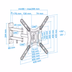 TooQ LP6055TN-B support pour téléviseur 55" Noir - Vue supplémentaire 9