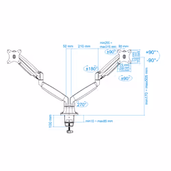 TooQ DB3132TNR-S support d'écran plat pour bureau 32" Argent - Vue supplémentaire 13