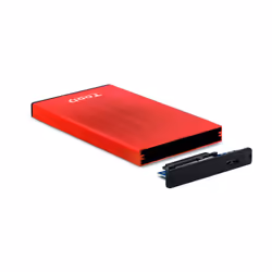 TooQ TQE-2527R Boîtier de disques de stockage Boîtier HDD Noir, Rouge 2.5"
