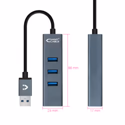 Nanocable 10.16.4402 hub & concentrateur USB 3.2 Gen 1 (3.1 Gen 1) Type-A Gris
