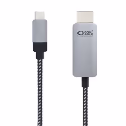 Nanocable 10.15.5102 câble vidéo et adaptateur 1,8 m USB Type-C HDMI Aluminium, Noir