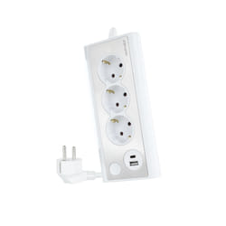 Nanocable 10.37.0013-W multiprise 1,5 m 3 sortie(s) CA Intérieure Aluminium, Blanc