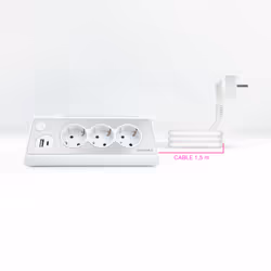 Nanocable 10.37.0013-W multiprise 1,5 m 3 sortie(s) CA Intérieure Aluminium, Blanc