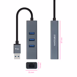 Nanocable 10.03.0407 station d'accueil Avec fil USB 3.2 Gen 1 (3.1 Gen 1) Type-A Gris