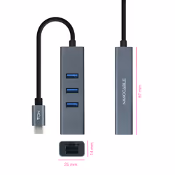 Nanocable 10.03.0408 station d'accueil Avec fil USB 3.2 Gen 1 (3.1 Gen 1) Type-C Gris