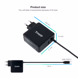 TooQ TQLC-USBC65PD adaptateur de puissance & onduleur Intérieure 65 W Noir