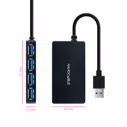 Nanocable 10.16.4403 hub & concentrateur USB 3.2 Gen 1 (3.1 Gen 1) Type-A Noir