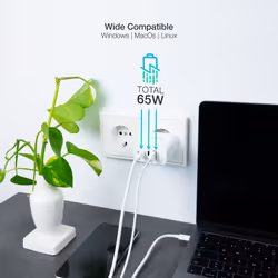 TooQ TQWC-GANQC2PD65WT chargeur d'appareils mobiles Universel Blanc Secteur Charge rapide Intérieure