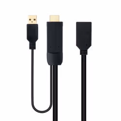 Nanocable 10.16.0205 câble vidéo et adaptateur 0,2 m HDMI + USB Type-A DisplayPort Noir