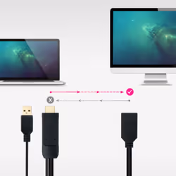 Nanocable 10.16.0205 câble vidéo et adaptateur 0,2 m HDMI + USB Type-A DisplayPort Noir - Vue supplémentaire 4