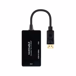 Nanocable 10.16.3301-ALL câble vidéo et adaptateur 0,2 m DisplayPort DVI-D + VGA (D-Sub) + HDMI Noir