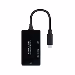 Nanocable 10.16.4301-ALL câble vidéo et adaptateur 0,2 m USB Type-C DVI-D + VGA (D-Sub) + HDMI Noir