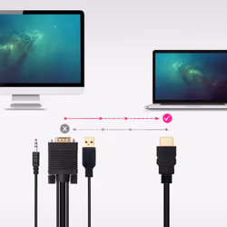 Nanocable 10.15.4350 câble vidéo et adaptateur 1,8 m HDMI Type A (Standard) VGA (D-Sub) + 3.5mm + USB Type-A - Vue supplémentaire 4