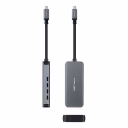 Nanocable 10.16.4504 hub & concentrateur USB 3.2 Gen 1 (3.1 Gen 1) Type-C 5000 Mbit/s Gris
