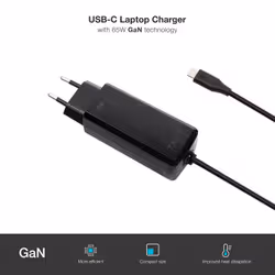 TooQ TQLC-USBCGAN65PD-C chargeur d'appareils mobiles Ordinateur portable, Universel Noir Secteur Intérieure - Vue supplémentaire 2