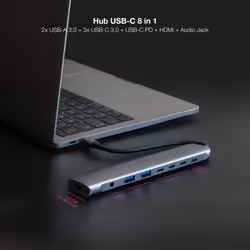 Nanocable 10.16.4608 station d'accueil Avec fil USB 3.2 Gen 1 (3.1 Gen 1) Type-C Gris