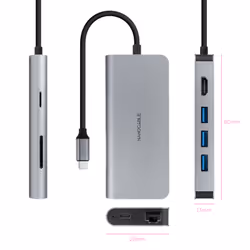 Nanocable 10.16.4609 station d'accueil Avec fil USB 3.2 Gen 1 (3.1 Gen 1) Type-C Gris
