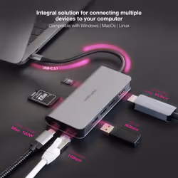 Nanocable 10.16.4609 station d'accueil Avec fil USB 3.2 Gen 1 (3.1 Gen 1) Type-C Gris - Vue supplémentaire 5