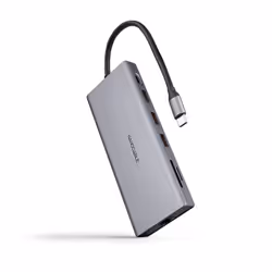 Nanocable 10.16.4612, Avec fil, USB 3.2 Gen 1 (3.1 Gen 1) Type-C, 100 W, 3,5 mm, 10,100,1000 Mbit/s, Gris