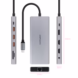 Nanocable 10.16.4612 station d'accueil Avec fil USB 3.2 Gen 1 (3.1 Gen 1) Type-C Gris