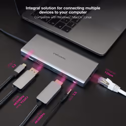 Nanocable 10.16.4612 station d'accueil Avec fil USB 3.2 Gen 1 (3.1 Gen 1) Type-C Gris - Vue supplémentaire 5