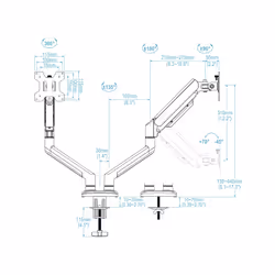 TooQ DB1434TNR-W support d'écran plat pour bureau 86,4 cm (34") Blanc - Vue supplémentaire 7