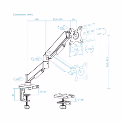 TooQ DB1733TNR-B support d'écran plat pour bureau 81,3 cm (32") Noir - Vue supplémentaire 7