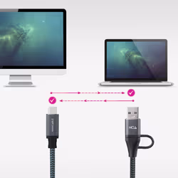 Nanocable Câble USB 3.2 Gen2X2 20Gbps 5A/100W, USB-C+USB-A/M vers USB-C/M, 3m - Vue supplémentaire 4
