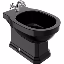 Présentation Bidet au sol CARMEN - noir brillant - 1 trou de robinetterie - Roca Installation sur pied Longueur : 370mm Large ...