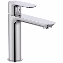 Grifo mezclador monomando para lavabo con caño mezzo, cuerpo liso y enlaces de alimentación flexibles. No incluye desagüe cli ...