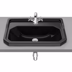 Présentation Vasque CARMEN à encastrer - 600x450mm - noir brillant - 1 trou de robinetterie - Roca Matériau en porcelaine Mon ...