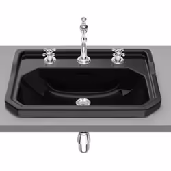 Présentation Vasque CARMEN à encastrer - 600x450mm - noir brillant - 3 trous de robinetterie - Roca Matériau en porcelaine Tr ...