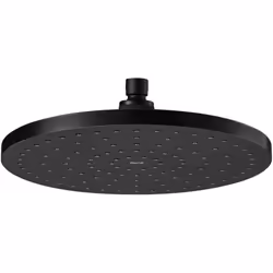 Pomme de douche ronde orientable en ABS Noir mat. Installation possible au mur et au plafond. Bras de support vendu séparémen ...