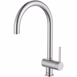 Mezclador monomando para cocina con caño curvo giratorio. Incluye enlaces de alimentación flexibles. Apertura en agua fría. S ...