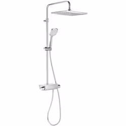 La colonne de douche thermostatique ROCA SQUARE DECK avec étagère comprend une pomme de douche de 360x240 mm, avec douchette  ...