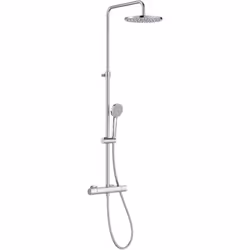 La colonne de douche thermostatique ROUND EVEN de ROCA comprend une pomme de douche ronde avec fonction "pluie", une colonne ...
